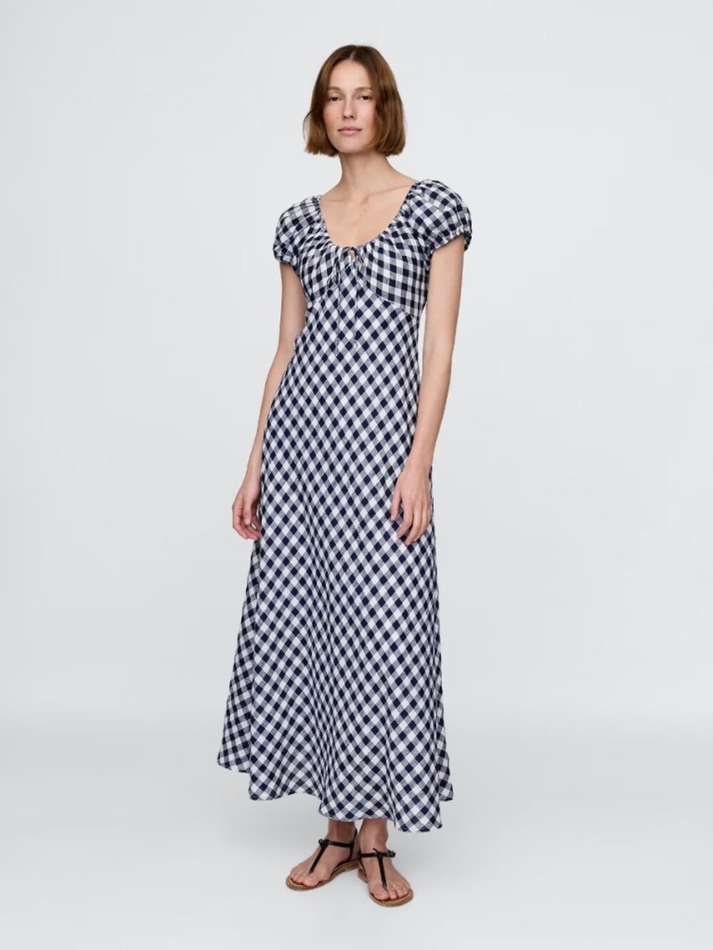 Gap × DÔEN 100% Linen Gingham Midi Dress - Medium - Like New